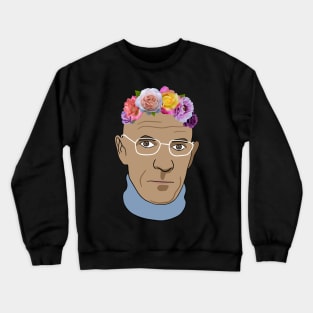 Michel Foucault - Portrait With Flower Crown Crewneck Sweatshirt